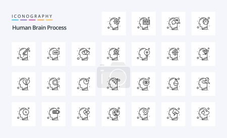 Illustration for 25 Human Brain Process Line icon pack - Royalty Free Image