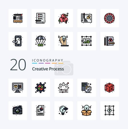Illustration for 20 Creative Process Line Filled Color icon Pack like creative camera coffee process object - Royalty Free Image