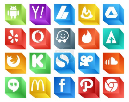 Téléchargez les illustrations : 20 Social Media Icon Pack Incluant soundcloud. simple. opéra. kickstarter. firefox - en licence libre de droit