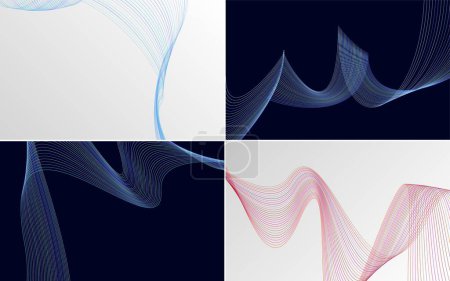 Téléchargez les illustrations : Pack de fond vectoriel abstrait courbe d'onde moderne pour un design unique et audacieux - en licence libre de droit