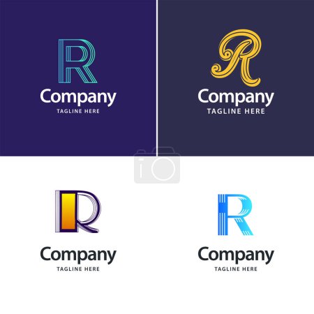 Téléchargez les illustrations : Lettre R Big Logo Pack Design Creative Design de logos modernes pour votre entreprise - en licence libre de droit