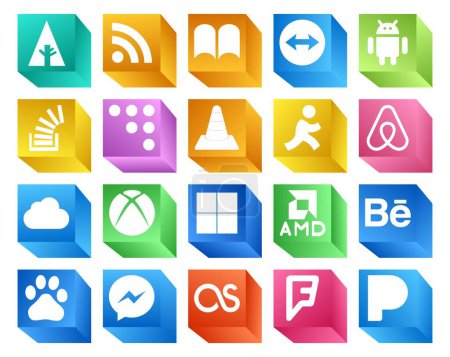 Illustration for 20 Social Media Icon Pack Including delicious. icloud. overflow. air bnb. player - Royalty Free Image