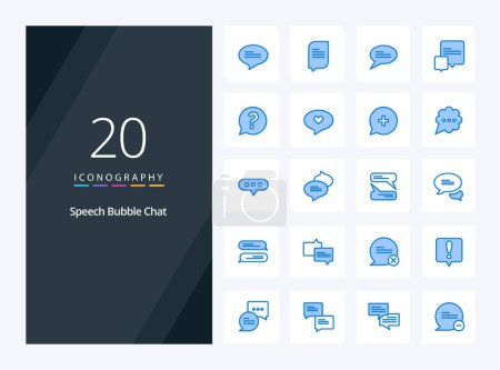 Ilustración de 20 Chat icono de color azul para la presentación - Imagen libre de derechos