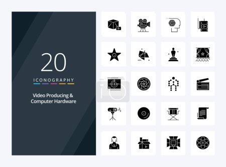 Illustration for 20 Video Producing And Computer Hardware Solid Glyph icon for presentation - Royalty Free Image