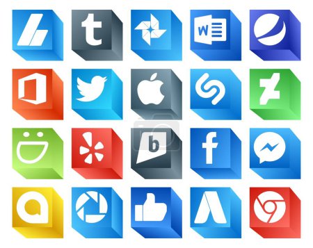 Ilustración de 20 Paquete de iconos de redes sociales Incluyendo Google allo. facebook. tweet. brightkite. contrabandista - Imagen libre de derechos