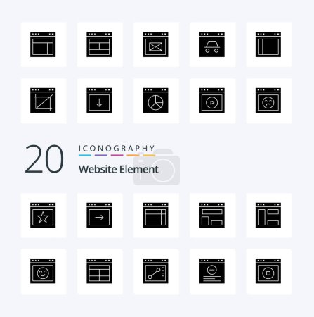 Ilustración de 20 Elemento del sitio web Icono de glifo sólido Paquete como diseño de sitio web diseño web diseño web sitio web - Imagen libre de derechos