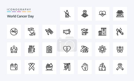 Illustration for 25 World Cancer Day Line icon pack - Royalty Free Image