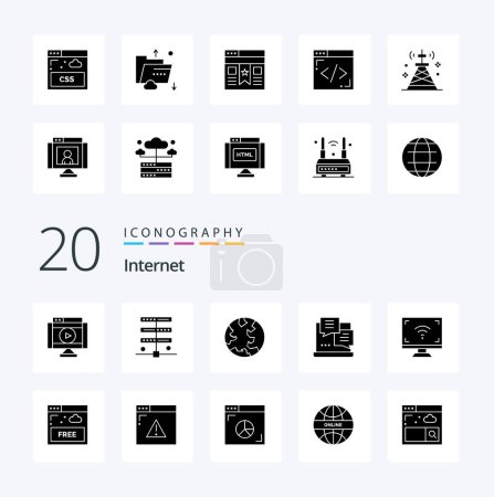 Illustration for 20 Internet Solid Glyph icon Pack like electronics script server internet web - Royalty Free Image