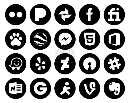 Ilustración de 20 Paquete de iconos de redes sociales incluyendo groupon. charla. html. afloja. deviantart - Imagen libre de derechos