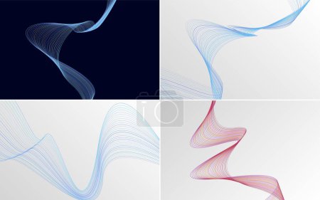 Illustration for Enhance your designs with this set of 4 vector line backgrounds - Royalty Free Image