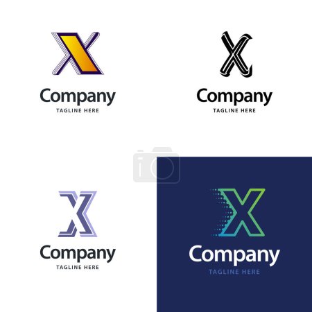 Téléchargez les illustrations : Lettre X Big Logo Pack Design Creative Design de logos modernes pour votre entreprise - en licence libre de droit
