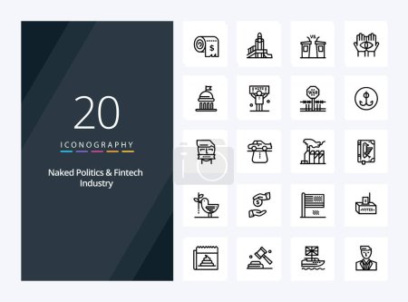 Illustration for 20 Naked Politics And Fintech Industry Outline icon for presentation - Royalty Free Image