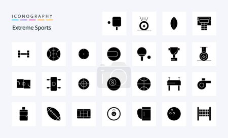 Ilustración de Paquete de icono de glifo sólido de 25 deportes - Imagen libre de derechos