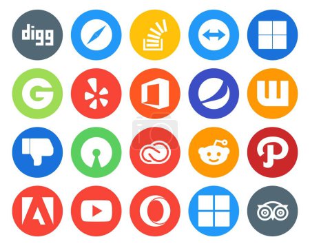 Ilustración de 20 Paquete de iconos de redes sociales Incluyendo cc. código abierto. Delicioso. No me gusta. pepsi - Imagen libre de derechos