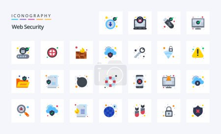 Ilustración de 25 Paquete de iconos de color plano de seguridad web - Imagen libre de derechos
