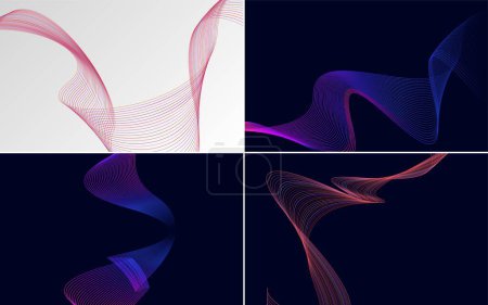 Illustration for Modern wave curve abstract vector background pack for a chic and trendy design - Royalty Free Image