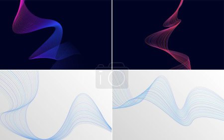 Ilustración de Conjunto de 4 fondos de patrón de onda geométrica para sus proyectos - Imagen libre de derechos
