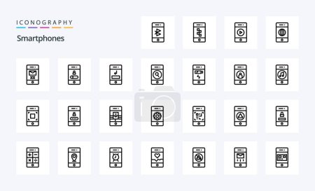Illustration for 25 Smartphones Line icon pack - Royalty Free Image