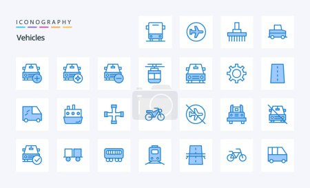 Illustration for 25 Vehicles Blue icon pack - Royalty Free Image