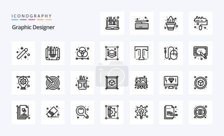 Ilustración de 25 Diseñador gráfico línea icono pack - Imagen libre de derechos