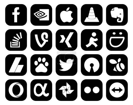 Ilustración de 20 Paquete de iconos de redes sociales incluyendo baidu. adsense. pregunta. smugmug. xing - Imagen libre de derechos