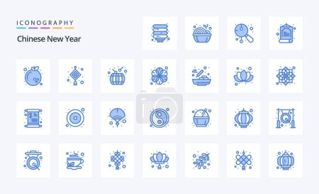 Illustration for 25 Chinese New Year Blue icon pack - Royalty Free Image