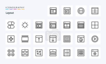 Ilustración de Paquete de iconos de 25 líneas de diseño - Imagen libre de derechos