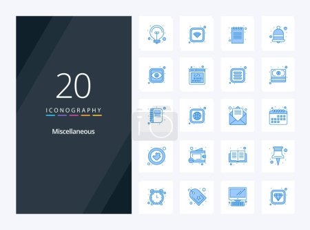 Illustration for 20 Miscellaneous Blue Color icon for presentation - Royalty Free Image