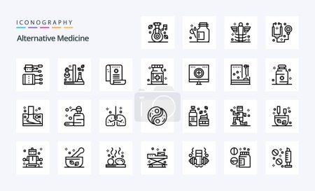 Illustration for 25 Alternative Medicine Line icon pack - Royalty Free Image