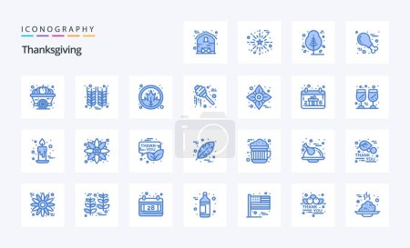 Illustration for 25 Thanksgiving Blue icon pack - Royalty Free Image
