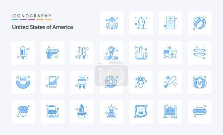 Téléchargez les illustrations : Pack icône bleu Usa 25 - en licence libre de droit