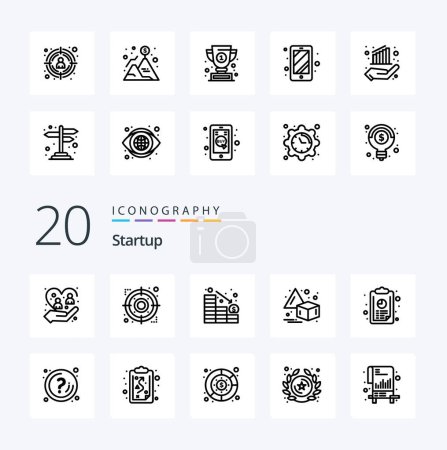 Illustration for 20 Startup Line icon Pack like analytics transform focus horizontal down - Royalty Free Image