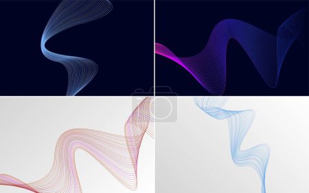 Illustration for Elevate your project with this pack of 4 vector wave backgrounds - Royalty Free Image