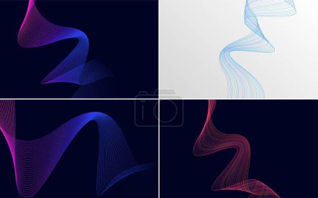Illustration for Set of 4 abstract waving line backgrounds to add flair to your design - Royalty Free Image