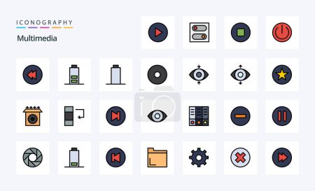 Illustration for 25 Multimedia Line Filled Style icon pack - Royalty Free Image
