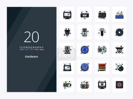Illustration for 20 Hardware line Filled icon for presentation - Royalty Free Image