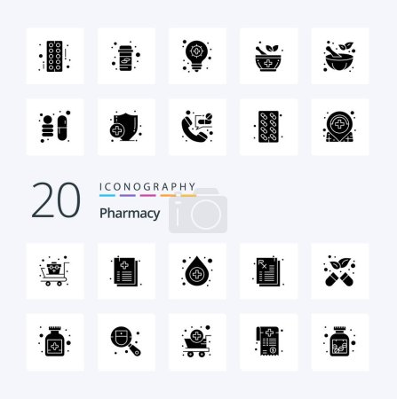 Illustration for 20 Pharmacy Solid Glyph icon Pack like antidote medicine antidote alternative pharmacy - Royalty Free Image
