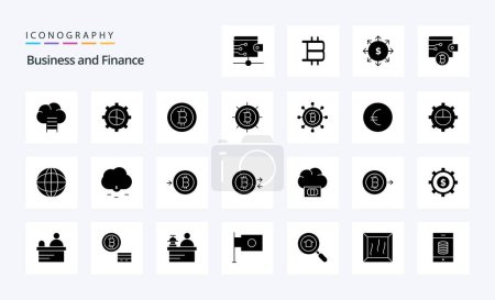Ilustración de Paquete de iconos de glifos sólidos de 25 finanzas - Imagen libre de derechos
