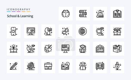 Illustration for 25 School And Learning Line icon pack - Royalty Free Image