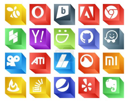 Ilustración de 20 Paquete de iconos de redes sociales, incluido el comedero. grooveshark. smugmug. anuncios. ati. - Imagen libre de derechos