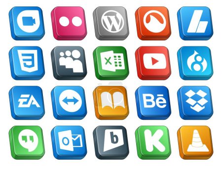 Illustration for 20 Social Media Icon Pack Including ibooks. sports. myspace. ea. drupal - Royalty Free Image