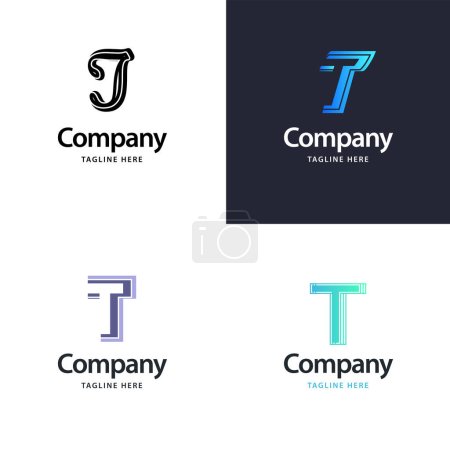 Ilustración de Letra T Big Logo Pack Design Diseño de logos modernos creativos para su negocio - Imagen libre de derechos