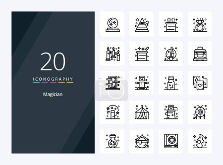 Illustration for 20 Magician Outline icon for presentation - Royalty Free Image