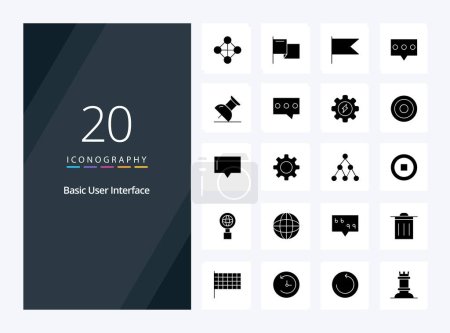Illustration for 20 Basic Solid Glyph icon for presentation - Royalty Free Image