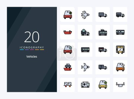 Ilustración de Línea de 20 vehículos Icono lleno para presentación - Imagen libre de derechos