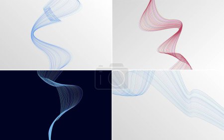 Photo for Set of 4 abstract waving line backgrounds for your designs - Royalty Free Image