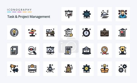 Ilustración de 25 Tarea y la línea de gestión de proyectos llenado icono de estilo pack - Imagen libre de derechos