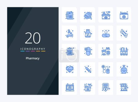 Téléchargez les illustrations : 20 icône de couleur bleu pharmacie pour la présentation - en licence libre de droit