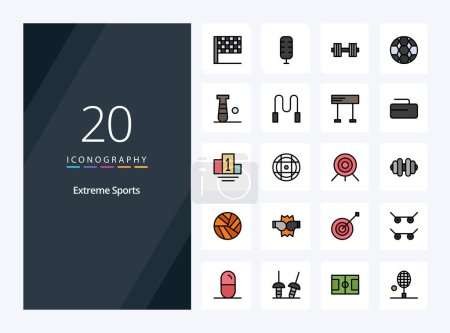 Illustration for 20 Sport line Filled icon for presentation - Royalty Free Image