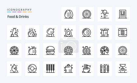 Illustration for 25 Food  Drinks Line icon pack - Royalty Free Image